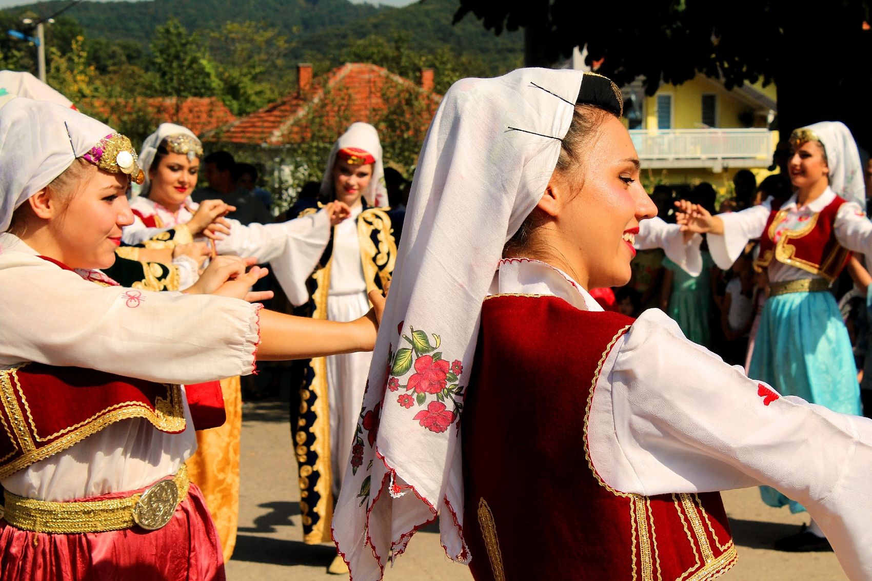 Beautifull girls dancing national dance  in Bosnia,Balkan
