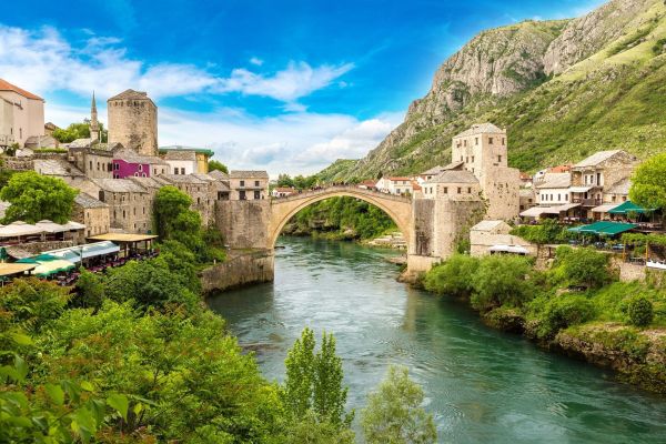 Mostar old bridge top sight of Balkan tour